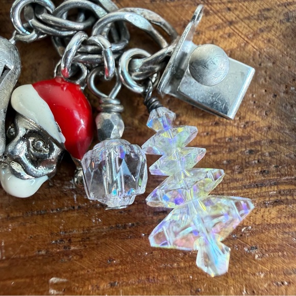 Vintage Sterling 925 Silver Christmas Santa Winter Holiday Skiing Charm Bracelet - Picture 10 of 16